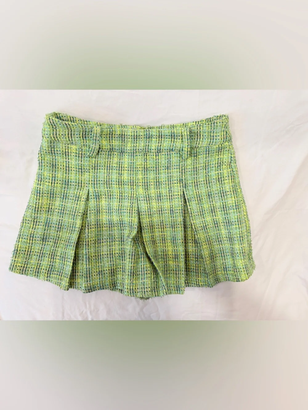LATISTE Green Tweed 2PC Set Vest + Pleated Skort Size L NWT Preppy Coquette - Picture 7 of 10